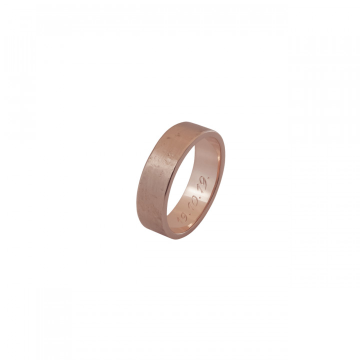 6mm-Flat softly textured Wedding Ring